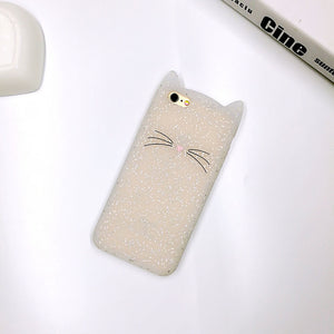 Crazy Cow 3D Fashion Cute Cartoon Animal Beard Cat Ears Cases For iPhone 5 5s Se 6 6s 6 Plus 7 7Plus