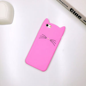 Crazy Cow 3D Fashion Cute Cartoon Animal Beard Cat Ears Cases For iPhone 5 5s Se 6 6s 6 Plus 7 7Plus