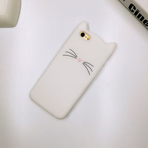 Crazy Cow 3D Fashion Cute Cartoon Animal Beard Cat Ears Cases For iPhone 5 5s Se 6 6s 6 Plus 7 7Plus