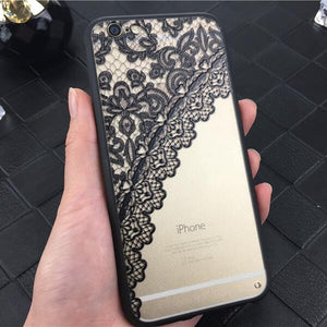 Apple iPhone 7 6 6s 5 5s SE Lace Flower Hard PC+TPU Cases Back Cover