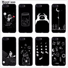 black with white moon stars Phone Cover Case For iPhone 5 5S SE 6 6S Plus 7 7Plus 8 8Plus X 10