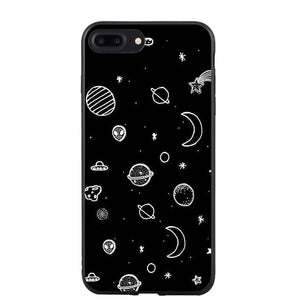 black with white moon stars Phone Cover Case For iPhone 5 5S SE 6 6S Plus 7 7Plus 8 8Plus X 10