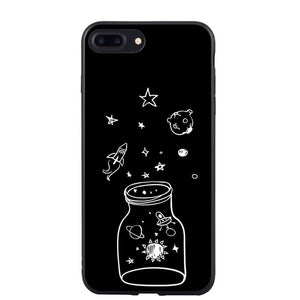 black with white moon stars Phone Cover Case For iPhone 5 5S SE 6 6S Plus 7 7Plus 8 8Plus X 10