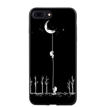 black with white moon stars Phone Cover Case For iPhone 5 5S SE 6 6S Plus 7 7Plus 8 8Plus X 10