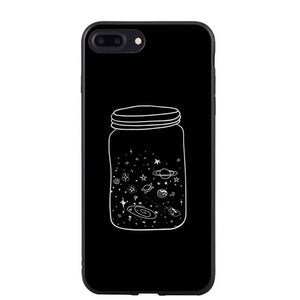 black with white moon stars Phone Cover Case For iPhone 5 5S SE 6 6S Plus 7 7Plus 8 8Plus X 10