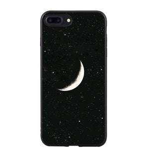 black with white moon stars Phone Cover Case For iPhone 5 5S SE 6 6S Plus 7 7Plus 8 8Plus X 10