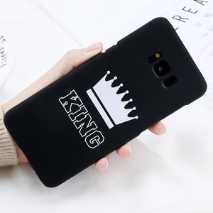 Samsung Galaxy S7 Edge S8 S9 Plus KING Queen Crown Letter Cover Phone Cases